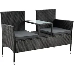 Polyrattan Sitzbank Monaco - Schwarz