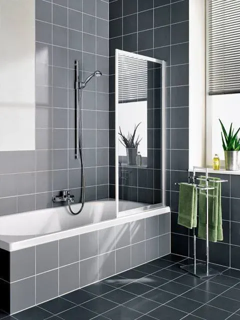 Kermi VARIO 2000 Badewannenaufsatz Pendelflügel FW1 1400 BV: 701-717 Weiß ESG klar Clean
