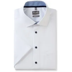 Kurzarmhemd OLYMP "Luxor comfort fit", Herren, Gr. 44, N-Gr, weiß, Web, Obermaterial: 100% Baumwolle, casual, Kurzarm, Hemden