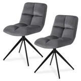 Juskys Drehstuhl Dallas 2er Set - Dunkelgrau