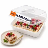 Kadax Quadratischer Kunststoff-Kuchenbehälter zum Backen von Kuchen mit Deckel,