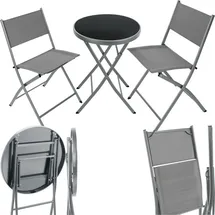 Tectake Bistro-Set, klappbar, für 2 Personen, - Grau