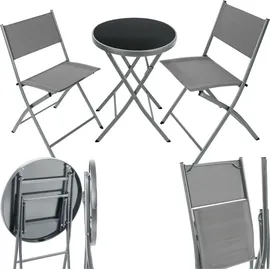 Tectake Bistro-Set, klappbar, für 2 Personen, - Grau