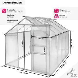 Tectake Gewächshaus Alu HKP 4 mm 4,41 m2