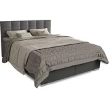 Juskys Boxspringbett Seattle 180x200 cm hoher Komfort, weicher Malmo-Stoff, komfortable Einstiegshöhe - Hellgrau