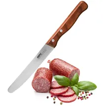 GEFU Brotzeitmesser STULLE 12 cm Klinge mit Wellenschliff Griff aus Walnussholz