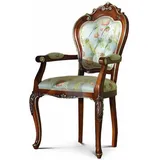 Casa Padrino Luxus Barock Esszimmer Stuhl mit Armlehnen Bunt / Braun / Gold - Barock Möbel - Made in Italy