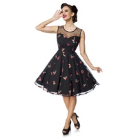 Belsira - Rockabilly Kleid knielang - Cocktailkleid - XS bis XXL - für Damen - Größe XS - schwarz