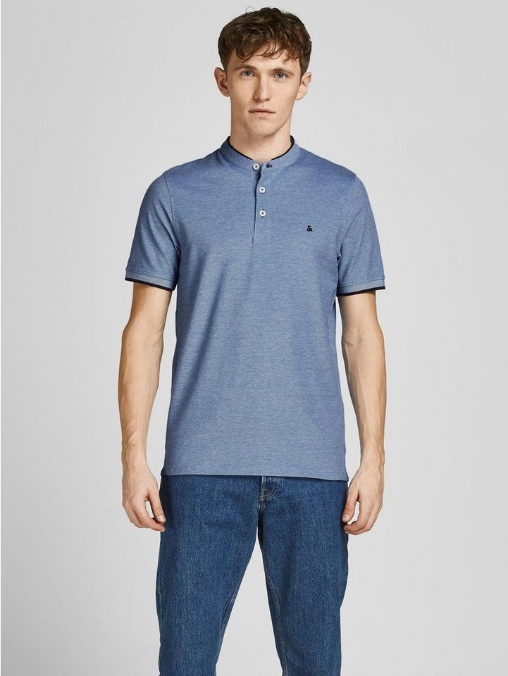 Jack & Jones Poloshirt Polo T-Shirt Pique Kurzarm Basic Hemd JJEPAULOS 5527 in Blau blau L