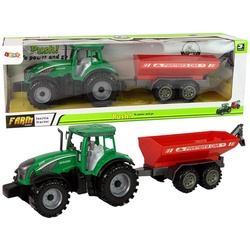 LEAN Toys Spielzeug-Traktor Traktor Anhänger Reibungsantrieb Bauernhof Landwirtschaft Spielzeug grün