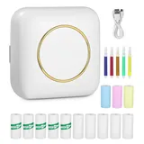 heuchaey Mini Drucker,Mobiler Thermodrucker mit 13 Rollen Druckerpapie Stiften,Smartphone Bluetooth Drucker für Android,iOS,Wireless Fotodrucker Thermodrucker für Lernhilfe,Notizen,Liste,Fotos(C20)