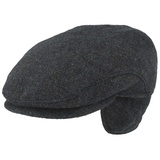 Breiter Herren Winter Schiebermütze mit Ohrenklappen Flatcap Schirmmütze 100% Wolle, ausklappbarer Ohrenschutz, Hautfreundlich, Bequem 63, Hellblau - 63
