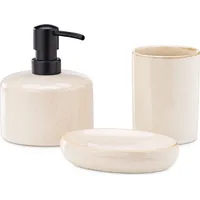 Navaris Badezimmer Set 3-teilig Sandoptik - dekoratives Badzubehör mit