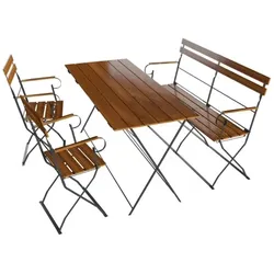 Lex Biergarten Set Sitzgruppe Biergartenmöbel Armlehne Bank Stuhl Tisch 120x70 4tlg.