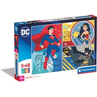 CLEMENTONI 3 x 48 Stück Supercolor Dc Comics Justice League-3 48 Teile-Puzzle Für Kinder Ab 4 Jahren, Made In Italy, Mehrfarbig, Medium