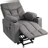 deluke Lounger Sessel POZNAN Polyester 84 x 104 x 95 cm Grau mit Liegeposition