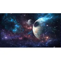 Fototapete PAPERMOON "Planeten und Galaxie", bunt, B:3,00m L:2,23m, Vlies, Tapeten