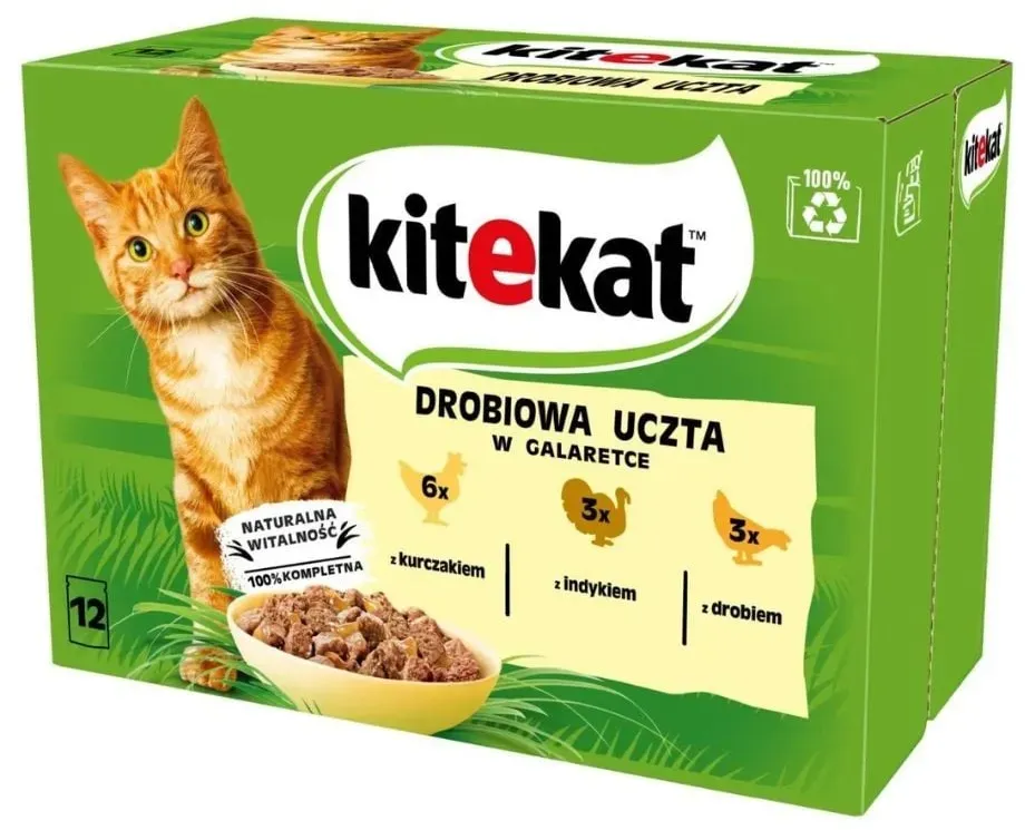 KITEKAT 12x85g Katzennassfutter mit Huhn, Pute, Geflügel