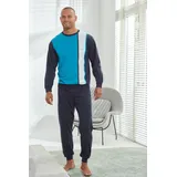 H.I.S. H.I.S Pyjama »Schlafanzug für Herren«, (2 tlg., 1 Stück), Schlafanzug mit breitem Streifen H.I.S türkis-marien-weiß | Gr. (S),