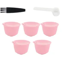 Wiederverwendbare Kapseln Für Dolce Gusto Maschinen – 5er-set Rosa Kapseln Mit Löffel Und Reinigungsbürste