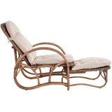 Krines Home Loungesessel Rattanliege Liegesessel klappbar mit Hocker Relax Liegestuhl Liege, mit Relaxfunktion braun
