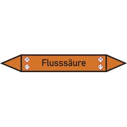 Rohrleitungskennzeichen Flusssäure - 270x37 mm Folie selbstklebend