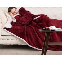 HBselect Kuscheldecke mit Ärmeln Sofa Baumwolle Hochwertige Wolldecke mit Ärmeln geeignet für Erwachsene Damen Herren Warme Bequeme superweich