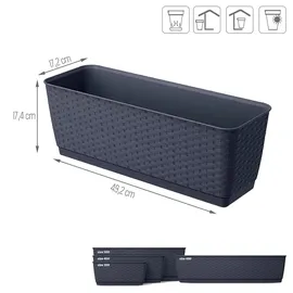 Prosperplast Blumenkasten 49 x 15,5 x 17,5 cm Anthrazit Komplettset
