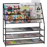 Relaxdays Zeitschriftenregal, HBT: 96 x 97 x 37 cm, Metall, freistehend, Zeitschriftenständer für Wohnzimmer, schwarz, 1 Stück