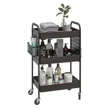 Homcom Küchenwagen schwarz Edelstahl B/H/L: ca. 30,5x53,5x75 cm - Schwarz