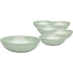 Van Well | URBAN Schale 19 cm grün 6er Set  - Steinzeug Bowl, für Nudeln, Suppe,Salat Poke oder Müsli