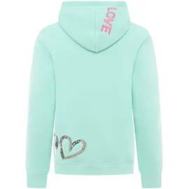 Zwilling Hoodie »"Love is all you need ZH"«, mit "Love"-Aufschrift und Pailettenherzen am Rücken Zwillingsherz türkis