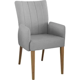 Home Affaire Armlehnstuhl HOME AFFAIRE "Dia", grau (hellgrau (today 80), eiche natur), B:53cm H:91cm T:66cm, Polyester, Stühle, Armlehnstuhl, Gestell Eiche massiv geölt