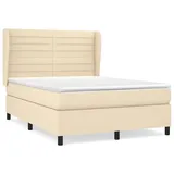 vidaXL Boxspringbett mit Matratze Creme 140x200 cm Stoff