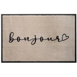 Waschbare Fußmatte Bonjour - beige/schwarz