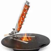 Flammlachsbrett Edelstahl Flameboard 600x180 mm, Standfuß, seitliche Anbringung, für jede Grillplatte, stufenloser Garwinkel, Bedienung außerhalb Hitzezone, drehbar zum Garen aller Seiten.