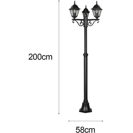 meine wunschleuchte Laterne Aluminium Höhe 200 cm 3-flammig schwarz