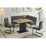 otto home Eckbankgruppe OTTO HOME "Geranie, Sitzgruppe, Eckbank inkl. Stauraum, Esstisch, 2 Freischwinger", transparent (grau,), B:180cm H:80,5cm T:61,5cm, MDF, Metall, Polyester, Sitzmöbel-Sets, Eckbankgruppe, Eckbank inkl.