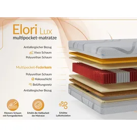 mks möbel Polsterbett GOLD 5 CLASSIC 140/200 - Beige Plüsch - Multipocket-Matratze