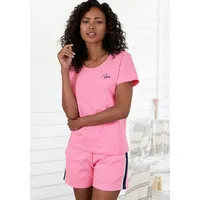 VIVANCE Kurzarmshirt T-Shirt mit Stickerei, Loungewear blau|rosa 44/46