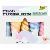 folia 380509 - Einhorn Straßenmalkreide für Kinder, 5 Stück in Regenbogenfarben, Unicorn Kreide im Horn-Design