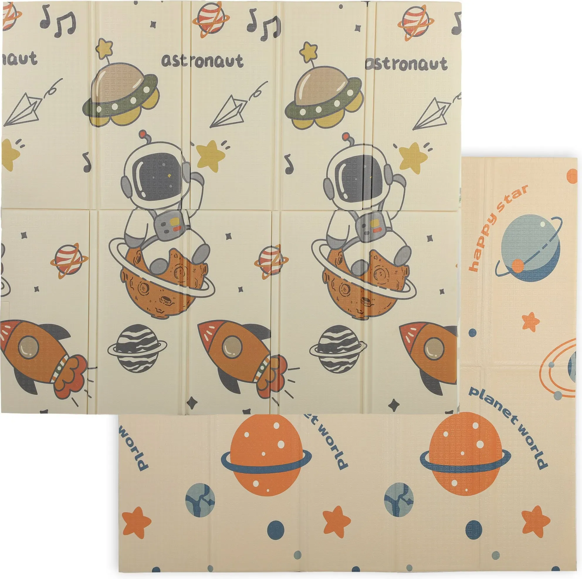 AIYAPLAY Krabbelteppich für Kinder 0-6 Jahre 3,45m2 Weltraumthema mit wasserdichter Oberfläche, XPE-Krabbelteppich, 196x176x1,5 cm, Multicolor   Aosom
