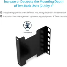 Startech 4in Rack Depth Adapter - 2u, Serverschrank Zubehör, Schwarz
