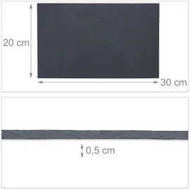 Relaxdays Schieferplatte 6er Set, 30 x 20 cm, Servieren von Käse & Desserts, Servierplatte zum Beschriften, anthrazit