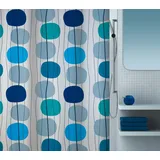 Spirella Duschvorhang - Anti-Bakteriell, waschbar, wasserdicht, Polyester, „Mobile“ 180x200cm Blau