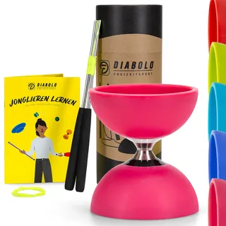 Diabolo Freizeitsport Diabolo Set Pro mit kugelgelagerter Achse, Handstäben Ersatzschnur, rosa 120 MM