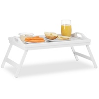 relaxdays Tabletttisch Klappbares Betttablett weiß weiß