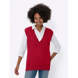 Pullunder HEINE "Pullunder", Damen, Gr. 44, rot, 100% Baumwolle, unifarben, Pullover