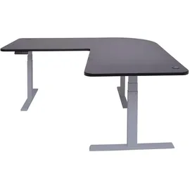 Mendler Eckschreibtisch HWC-D40 Schwarz / Grau