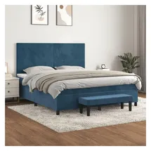 vidaXL Boxspringbett mit Matratze Dunkelblau 180x200 cm Samt